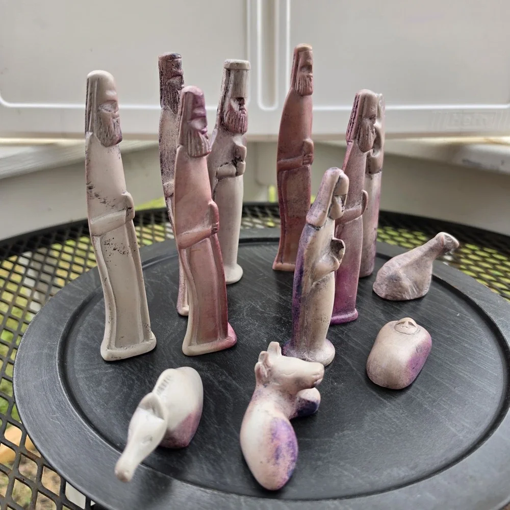 Vintage Hand-Carved Kisii Soapstone Nativity Set (12-Piece) – Made in Kenya